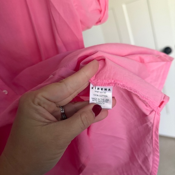 Xirena Channing Tea Rose Pink Short Sleeve Button Down Top - Picture 4 of 5